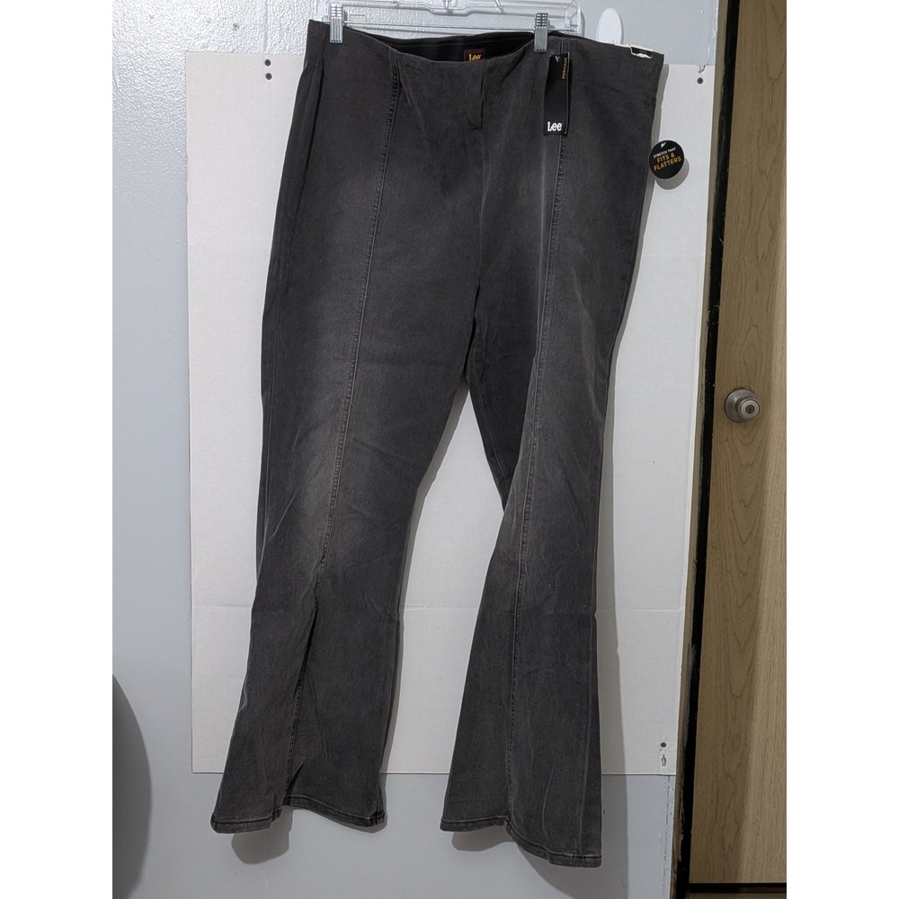 Lee Heritage Womens XXL Gray High Rise Flare Stretch Pull On Jeans NWT